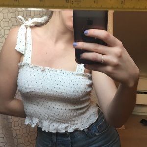 PacSun Tops - Scrunchy white top with black polka dots PacSun Tops - Scrunchy white top with black polka dots